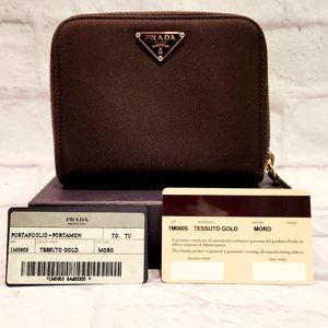PRADA Tessuto Nylon and Leather Wallet Brown